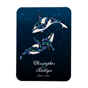 Beautiful Orca Whales Wedding Magnet