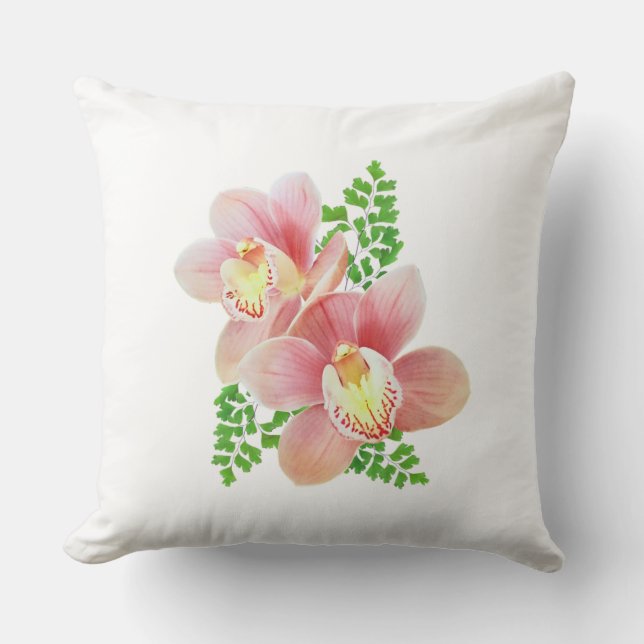 Beautiful orchid flowers on white cushion (Front)