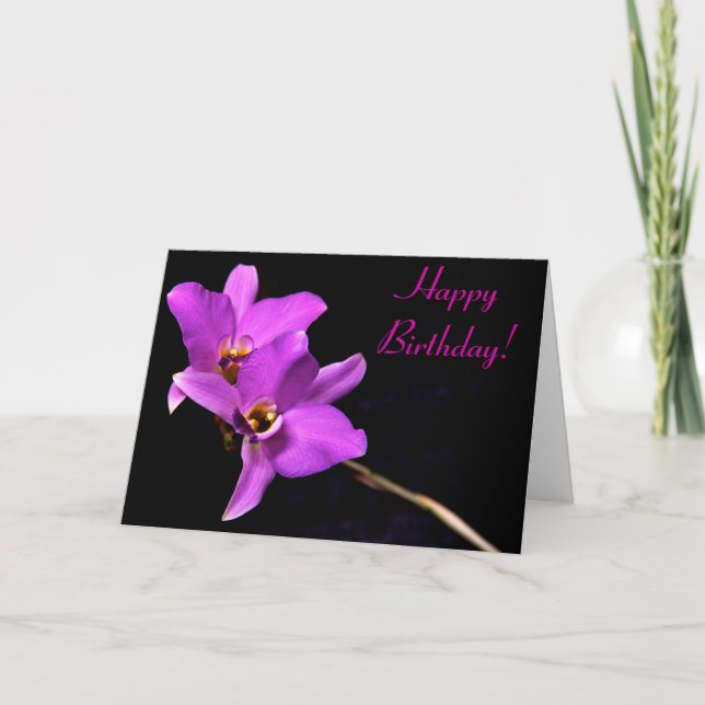 Beautiful Orchid Happy Birthday Card (Front)