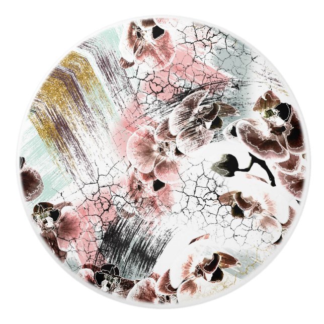 Beautiful orchid stylish ceramic knob (Front)