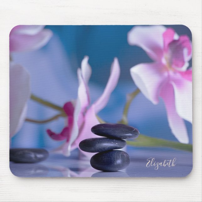 Beautiful Orchid, Zen Stones Mouse Pad (Front)