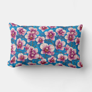 Beautiful Orchids flowers Lumbar Cushion