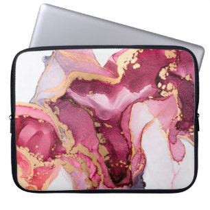 Beautiful oriental background. Fluid art, alcohol  Laptop Sleeve