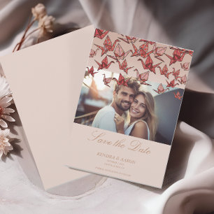 Beautiful Origami Paper Crane Photo Save The Date