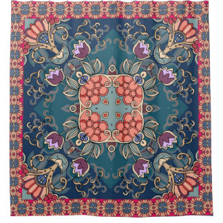 Beautiful ornament with lilac tulip flowers and ab shower curtain