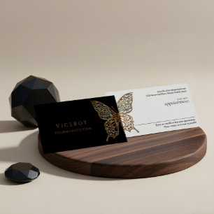 Beautiful Ornate Decorative Butterfly Logo Black Appointment Card