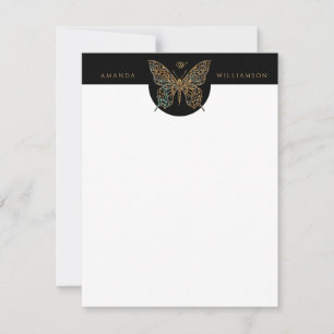 Beautiful Ornate Decorative Butterfly Logo Black Card