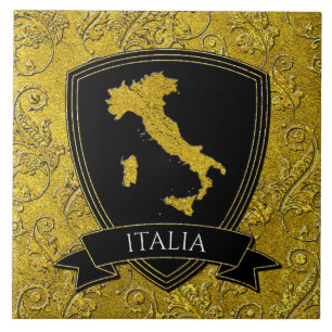 Beautiful Ornate Map of Italy Ceramic Tile