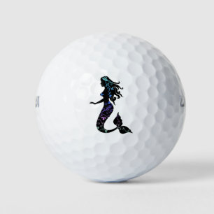 Beautiful Ornate Mermaid Silhouette Golf Balls