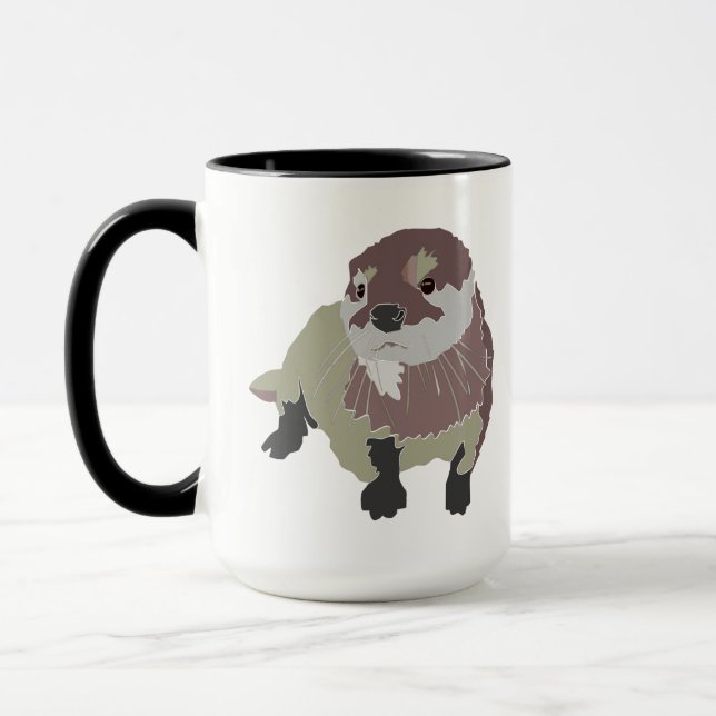 beautiful otter design Combo Mug, 15 oz Mug (Left)