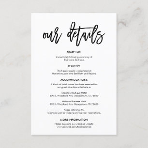 Beautiful Our Wedding Details, Black brush ink Enclosure Card