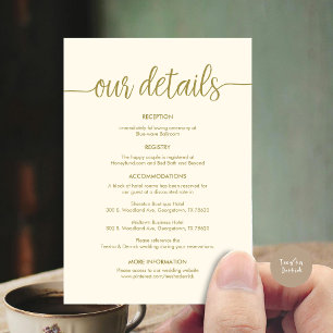 Beautiful Our Wedding Details, Rustic Black ink Enclosure Card