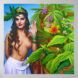 Beautiful Out the World Dreamy Cosmic Weed Goddess Poster