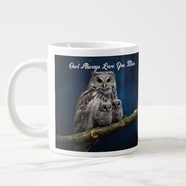 Beautiful Owl and Her Owlets Mug (Left)
