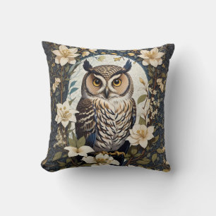 Beautiful Owl And Jasmine Flowers Cushion