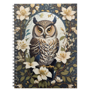 Beautiful Owl And Jasmine Flowers  Notebook