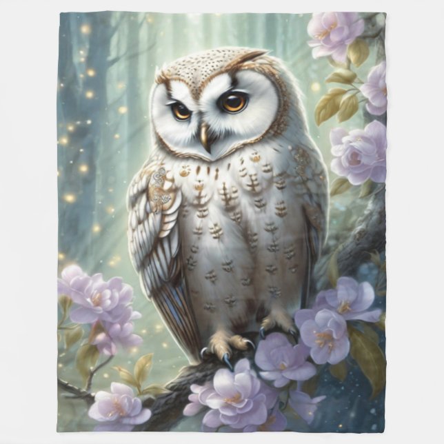 Beautiful Owl Fleece Blanket (Front)