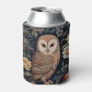 Beautiful owl in the garden art nouveau style can cooler