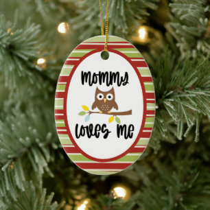 Beautiful Owl Mummy Loves Me Ceramic Ornament