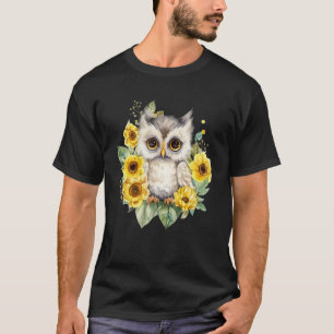 Beautiful Owl On Tree Sunflower T-Shirt