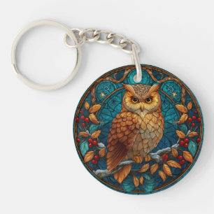 Beautiful Owl Scene, Acrylic Keychain, great gift Key Ring