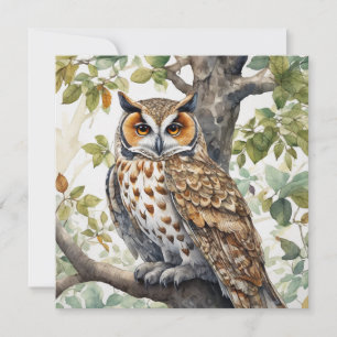 Beautiful Owl Sitting on a Tree Branch Card