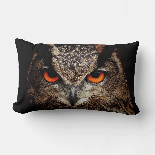 Beautiful Owl with Orange Eyes Throw Pillow (Front)