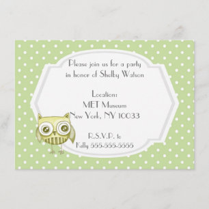 Beautiful Owl with Pastel Polka Dots Custom Teal Invitation