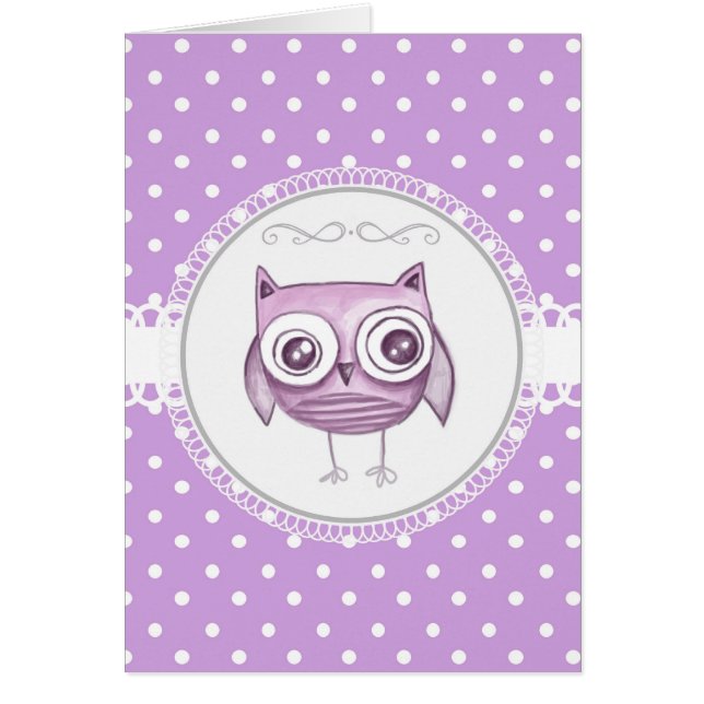 Beautiful Owl with Pastel Polka Dots Lavender (Front)