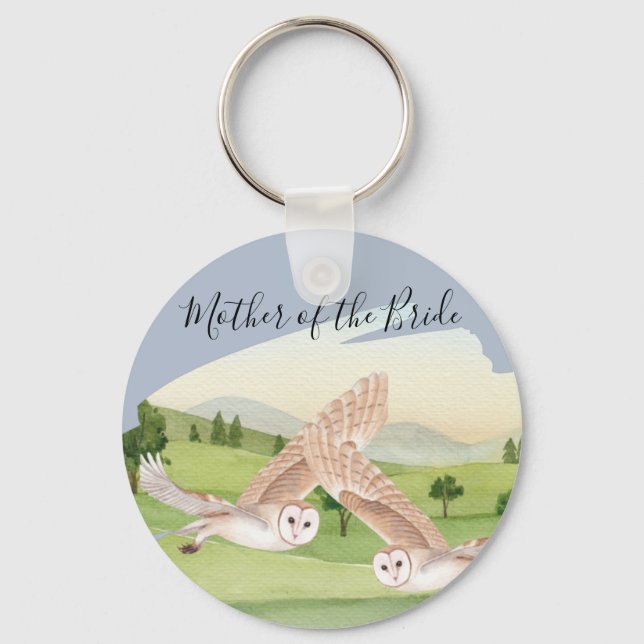 Beautiful OWLS Wedding Key Ring (Front)