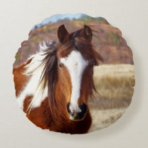 Beautiful Paint Horse Round Pillow