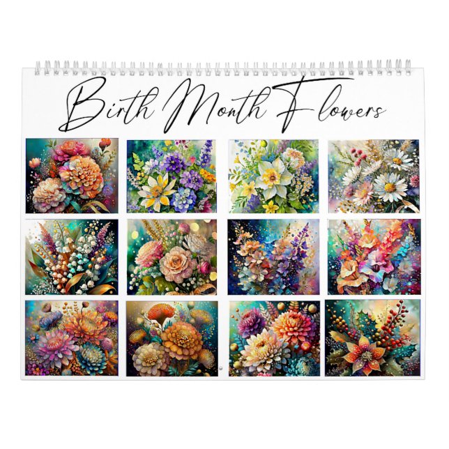 Beautiful painted birth month flowers calendar (Back)