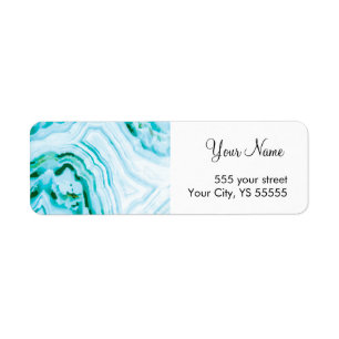 Beautiful Painted Blue Agate Geode Pattern Return Address Label