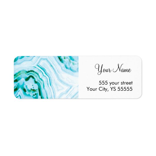 Beautiful Painted Blue Agate Geode Pattern Return Address Label