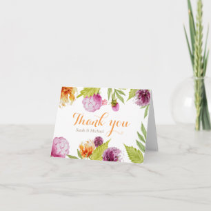 Beautiful Painted Floral Thank You Script Card