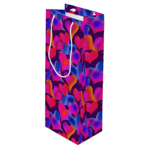 Beautiful Painted Hearts   Valentine's Day Wine Gift Bag