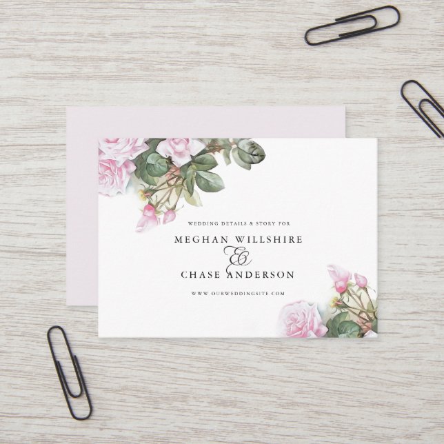 Beautiful Painted Pink Roses  BarefootBride™ Business Card (Front/Back In Situ)