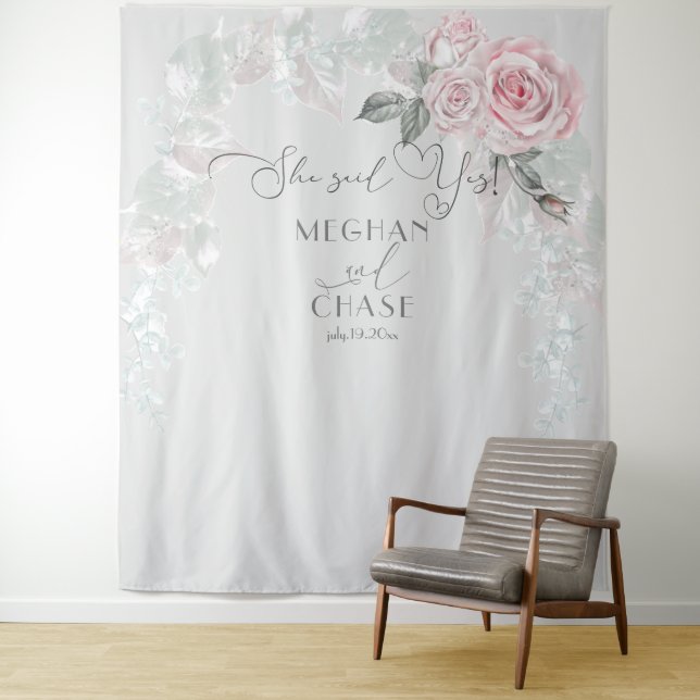 Beautiful Painted Pink Roses Prop BarefootBride™ Tapestry (In Situ)