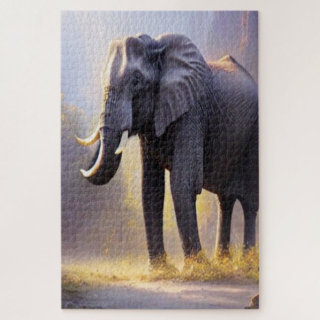 Beautiful Painting of an Elephant in its Nature Jigsaw Puzzle (Vertical)