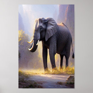 Beautiful Painting of an Elephant in its Nature Poster