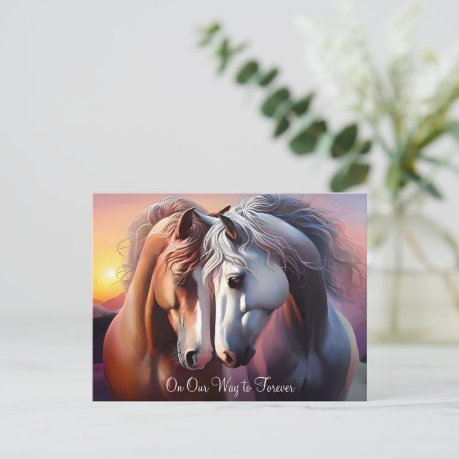 Beautiful Pair of Horses Forever Anniversary Postcard (Standing Front)