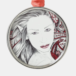 Beautiful Paisley Female Elf Metal Tree Decoration