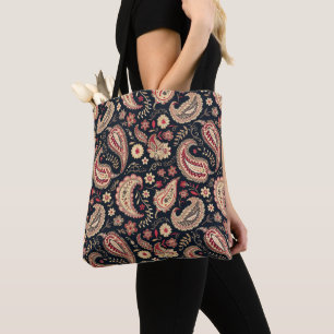 Beautiful Paisley Pattern Dark N  Red Mix Tote Bag