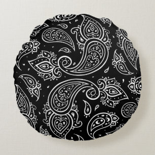 Beautiful paisley seamless pattern round cushion