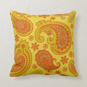 Beautiful Paisley   yellow rust tan Cushion