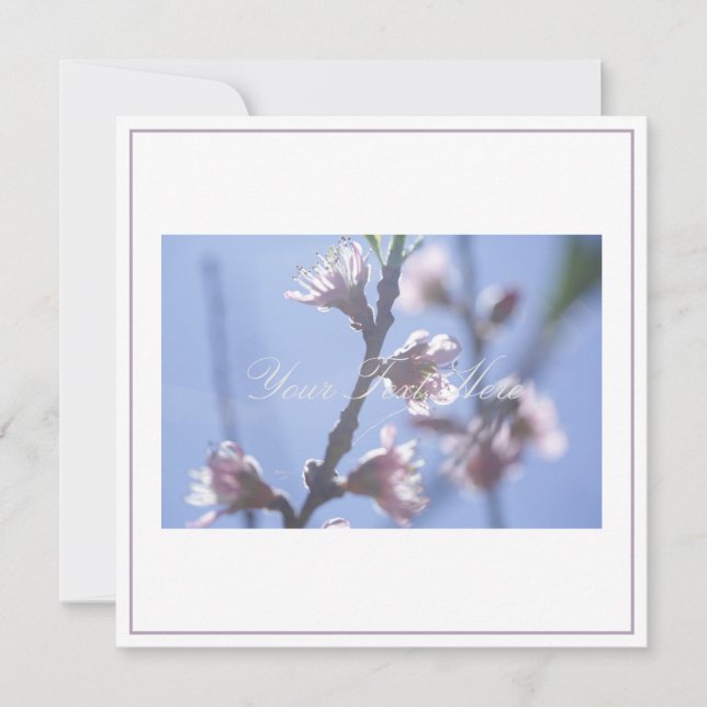 Beautiful Pale Cherry Blossoms Your Text Flat Card (Front)