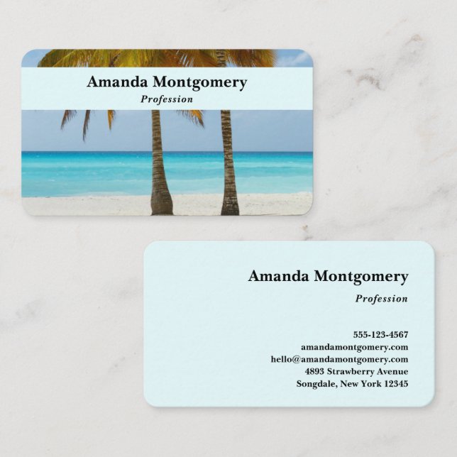 Beautiful Palm Trees on a Tropical Beach Business Card (Front/Back)