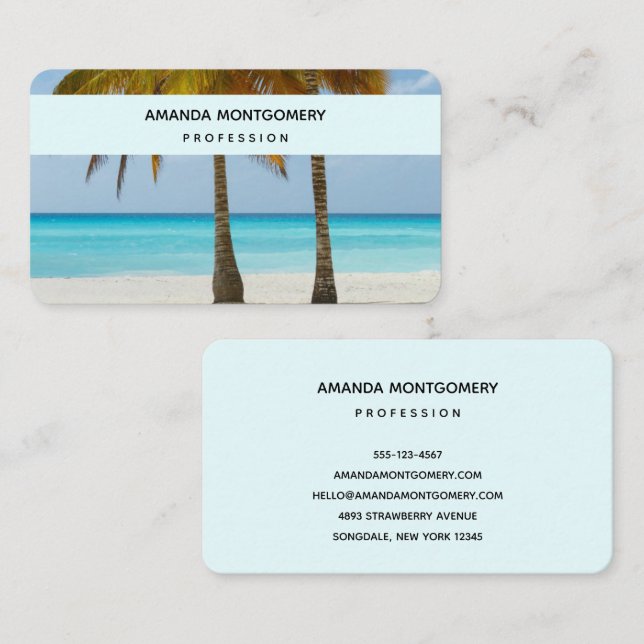 Beautiful Palm Trees on a Tropical Beach Business Card (Front/Back)