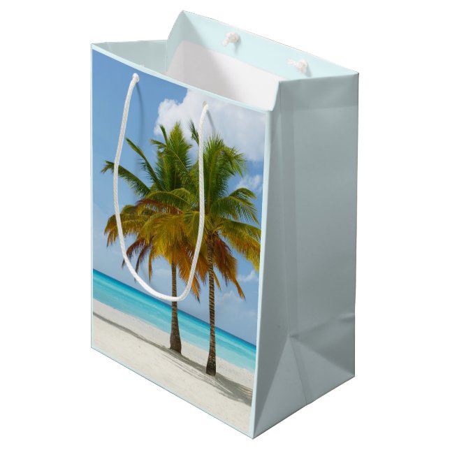  Beautiful Palm Trees on a Tropical Beach Medium Gift Bag (Front Angled)
