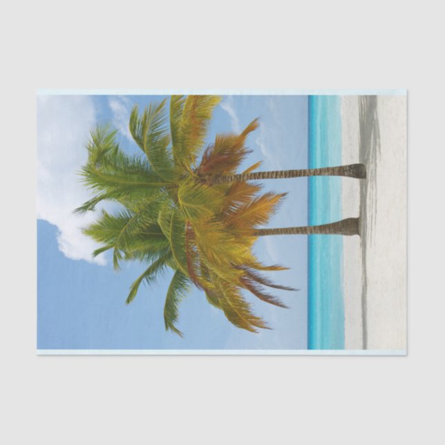 Beautiful Palm Trees on a Tropical Beach Tissue Paper (Front)